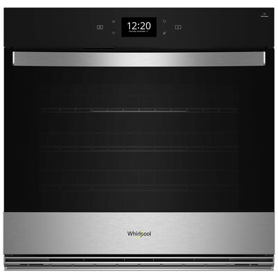 Whirlpool 27 in. 4.3 cu. ft. Electric Smart Wall Oven with True European Convection & Self Clean - Fingerprint Resistant Stainless Steel | WOES7027PZ