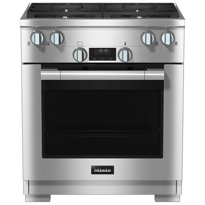 Miele 30 in. 4.6 cu. ft. Convection Oven Freestanding LP Gas Dual Fuel Range with 4 Sealed Burners - Clean Touch Steel | HR1724-3LPDF