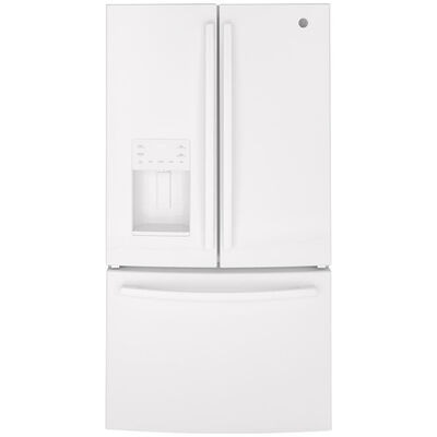 GE 36 in. 25.6 cu. ft. French Door Refrigerator with External Ice & Water Dispenser - White | GFE26JGMWW