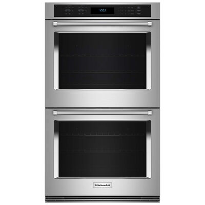 KitchenAid 30 in. 10.0 cu. ft. Electric Double Wall Oven with True European Convection & Self Clean - Stainless Steel With Printshield Finish | KOED530PPS