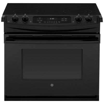GE 30 in. 4.4 cu. ft. Oven Drop-In Electric Range with 4 Smoothtop Burners - Black | JD630DFBB