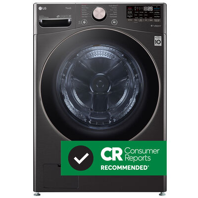 LG 27 in. 4.5 cu. ft. Smart Stackable Front Load Washer with Sanitize & Steam Wash Cycle - Black Steel | WM4000HBA