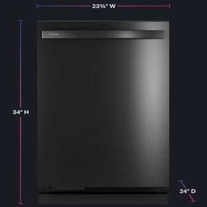 GE Profile 24 in. Top Control Smart Dishwasher with 42 dBA Sound Level, Microban Antimicrobial Technology & Deep Clean Washing 3rd Rack - Fingerprint Resistant Black Stainless, , hires