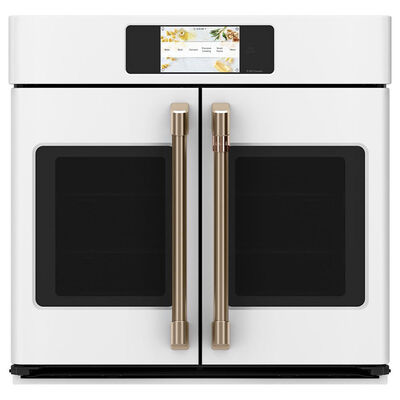 Cafe 30" 5.0 Cu. Ft. Electric Smart French Door Wall Oven with True European Convection & Self Clean - Matte White | CTS90FP4NW2