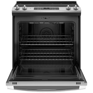 GE 30-in Glass Top 5 Elements 5.3-cu ft Self-Cleaning Air Fry Convection  Oven Slide-in Smart Electric Range (Stainless Steel)