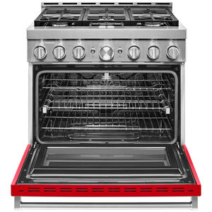 KitchenAid 36 in. 5.1 cu. ft. Smart Convection Oven Freestanding LP Gas Range with 6 Sealed Burners - Passion Red, , hires