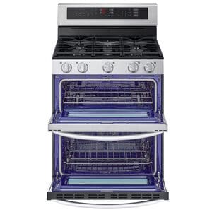 LG 30 in. 6.9 cu. ft. Smart Air Fry Convection Double Oven Freestanding Natural Gas Range with 5 Sealed Burners - Stainless Steel, , hires