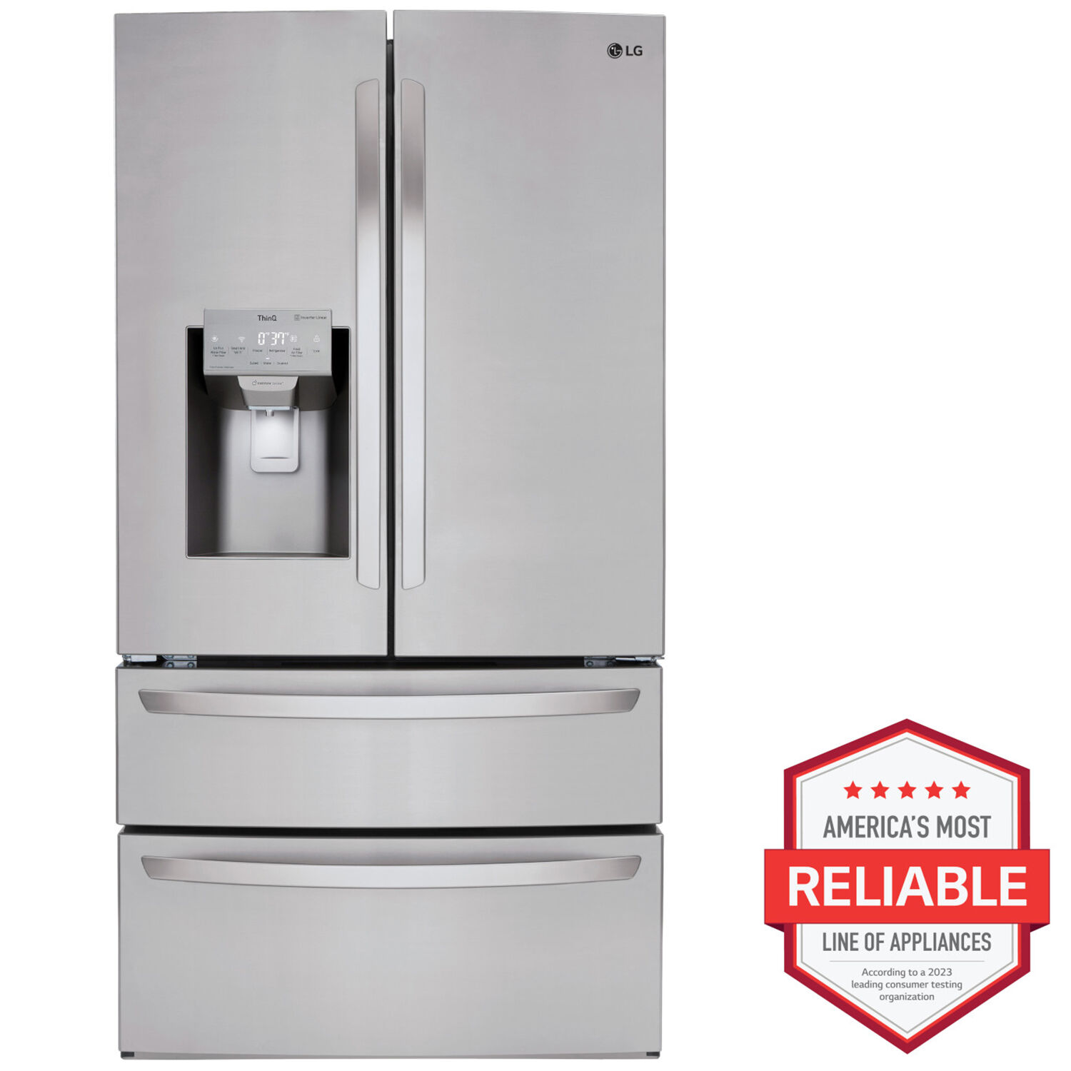 LG 36 in. 27.8 cu. ft. Smart 4-Door French Door Refrigerator with External  Ice & Water Dispenser - PrintProof Stainless Steel