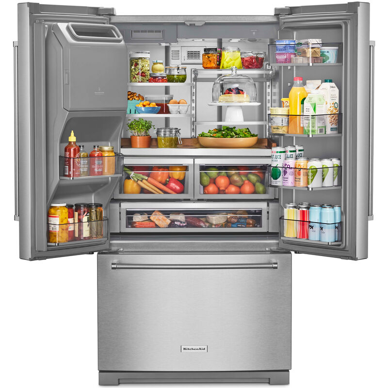 KitchenAid 36 in. 27.0 cu. ft. French Door Refrigerator with External ...