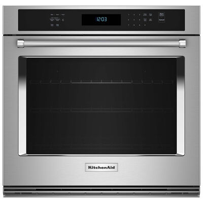 KitchenAid 30 in. 5.0 cu. ft. Electric Smart Wall Oven with True European Convection & Self Clean - stainless Steel With PrintShield Finish | KOES530PPS