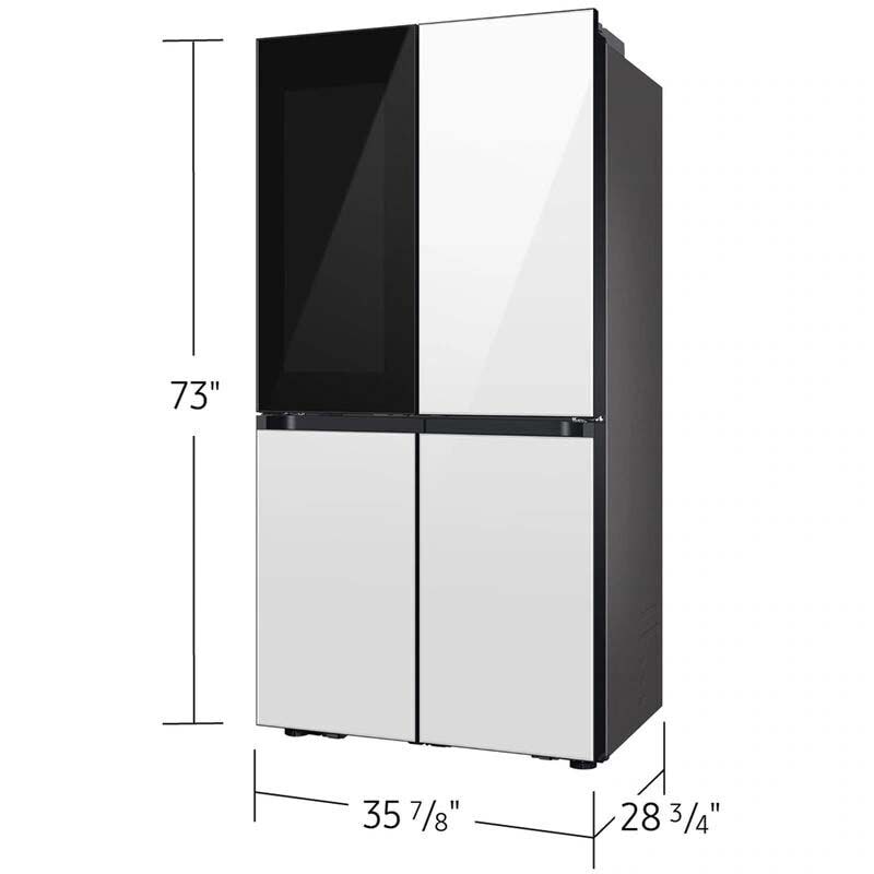 Samsung Bespoke 36 in. 22.5 cu. ft. Smart Counter Depth 4-Door Flex French Door Refrigerator with Beverage Center & Internal Water Dispenser - White Glass, White Glass, hires