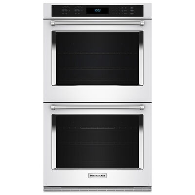 KitchenAid 30 in. 10.0 cu. ft. Electric Double Wall Oven with True European Convection & Self Clean - White | KOED530PWH