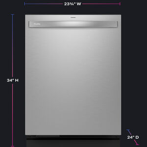 GE Profile 24 in. Top Control Smart Dishwasher with 42 dBA Sound Level, Microban Antimicrobial Technology & Deep Clean Washing 3rd Rack - Fingerprint Resistant Stainless, , hires