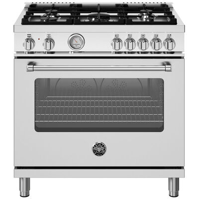 Bertazzoni Master Series 36 in. 5.9 cu. ft. Convection Oven Freestanding Dual Fuel Range with 5 Sealed Burners - Stainless Steel | MAS365DFMXV