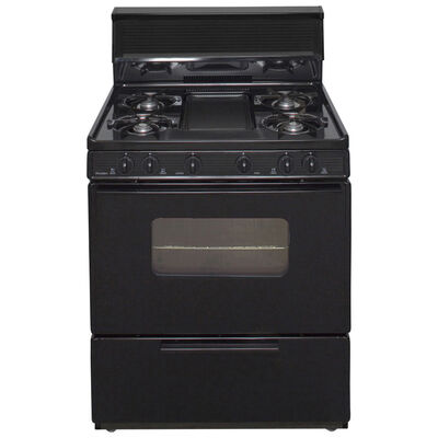 Premier 30 in. 3.9 cu. ft. Oven Freestanding Gas Range with 5 Open Burners & Griddle - Black | BFK5S9BP