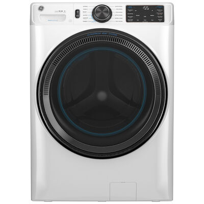 GE 28 in. 5.0 cu. ft. Smart Stackable Front Load Washer with OdorBlock, Sanitize Cycle & Steam Cycle - White | GFW655SSVWW