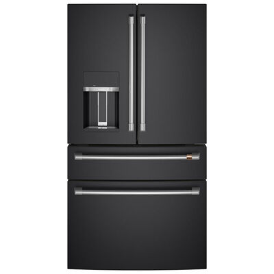 Cafe 36 in. 27.8 cu. ft. Smart 4-Door French Door Refrigerator with External Ice & Water Dispenser - Matte Black | CVE28DP3ND1