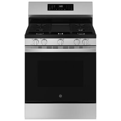 GE 30 in. 5.3 cu. ft. Smart Air Fry Convection Oven Freestanding Natural Gas Range with 5 Sealed Burners & Griddle - Stainless Steel | GGF600AVSS