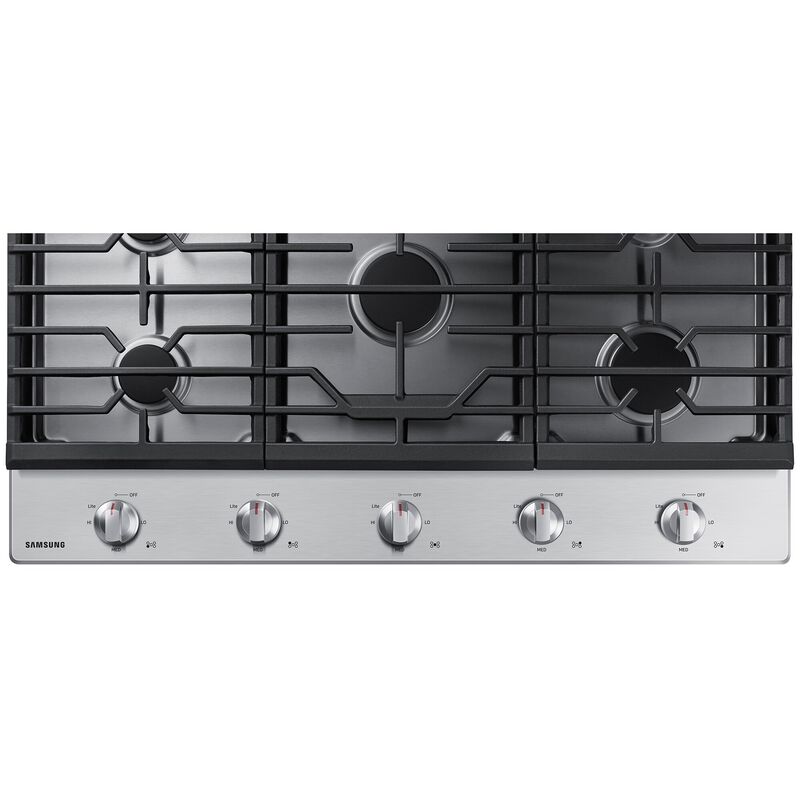 Samsung 36 in. 5-Burner Natural Gas Cooktop with Simmer Burner & Power Burner - Stainless Steel, Stainless Steel, hires