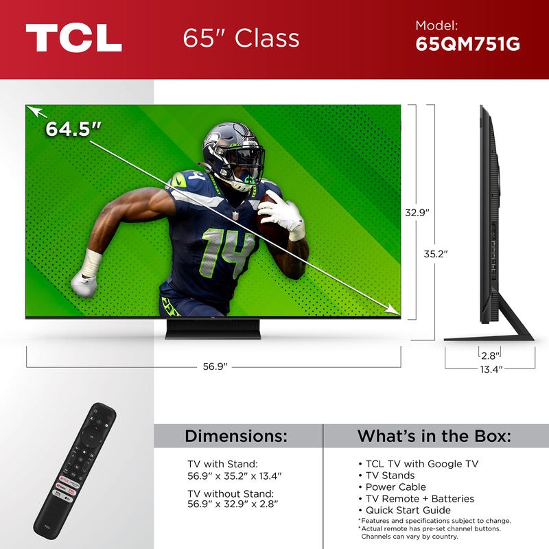 TCL - 65" Class Q-Series QLED Mini-LED 4K UHD Smart Google TV, , hires