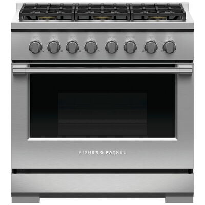 Fisher & Paykel Series 7 Professional 36 in. 5.3 cu. ft. Convection Oven Freestanding LP Gas Range with 6 Sealed Burners - Stainless Steel | RGV3366L