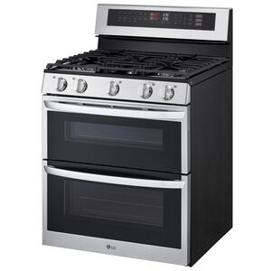 LG 30 in. 6.9 cu. ft. Smart Air Fry Convection Double Oven Freestanding Natural Gas Range with 5 Sealed Burners - Stainless Steel, , hires