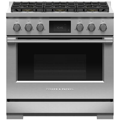 Fisher & Paykel Series 9 Classic 36 in. 4.8 cu. ft. Smart Convection Oven Freestanding LP Dual Fuel Range with 6 Sealed Burners - Stainless Steel | RDV3366L