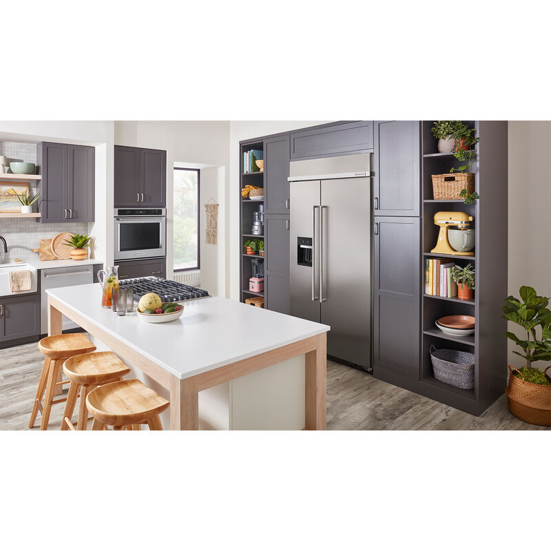 KitchenAid 42 in. 25.1 cu. ft Built-In. Counter Depth Side-by-Side  Refrigerator with External Ice & Water Dispenser - Stainless Steel with PrintShield  Finish
