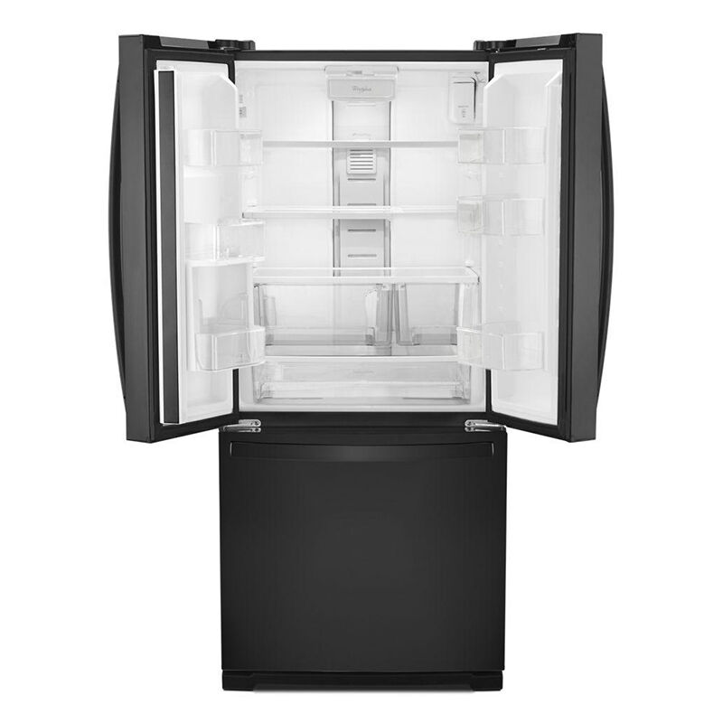 Whirlpool 30 in. 19.7 cu. ft. French Door Refrigerator with Ice & Water Dispenser - Black, Black, hires