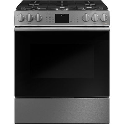 Cafe 30 in. 5.6 cu. ft. Smart Convection Oven Slide-In Gas Range with 6 Sealed Burners & Griddle - Platinum Glass | CGS700M2NS5