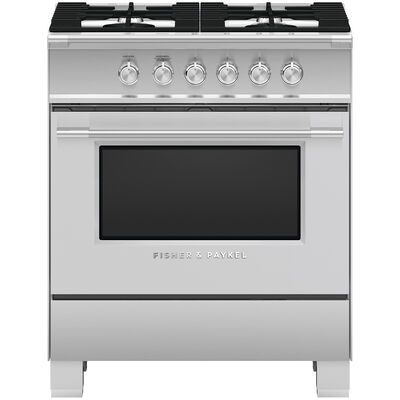 Fisher & Paykel Series 9 Classic 30 in. 3.5 cu. ft. Convection Oven Freestanding Gas Range with 4 Sealed Burners - Stainless Steel | OR30SCG4X1