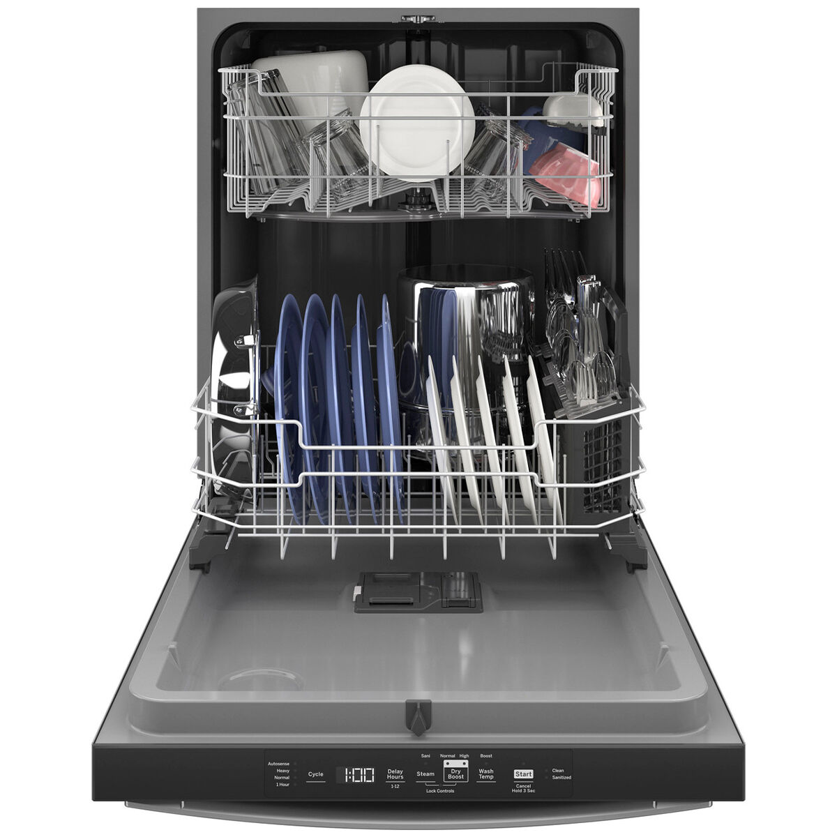 GE 24 in. Built-In Dishwasher with Top Control, 52 dBA Sound Level, 16  Place Settings, 4 Wash Cycles & Sanitize Cycle - Stainless Steel