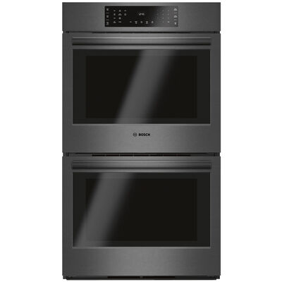 Bosch 800 Series 30" 9.2 Cu. Ft. Electric Double Wall Oven with True European Convection & Self Clean - Black Stainless Steel | HBL8642UC