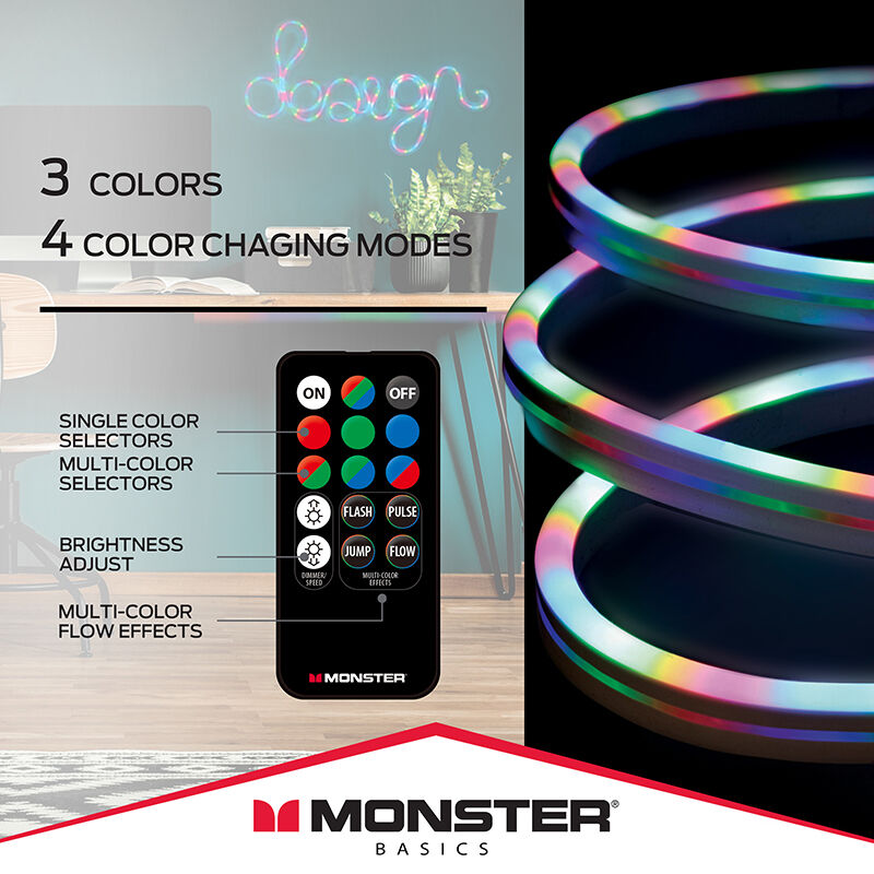 Monster Neon Flow Multi Color LED Light Strip with USB Plug in and