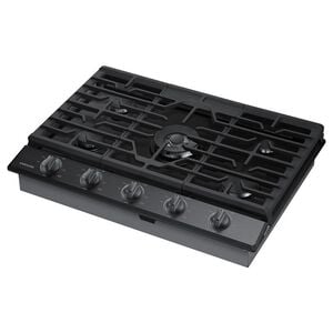 Samsung 30 in. 5-Burner Smart Natural Gas Cooktop with Griddle, Simmer Burner & Power Burner - Black Stainless Steel, Black Stainless, hires