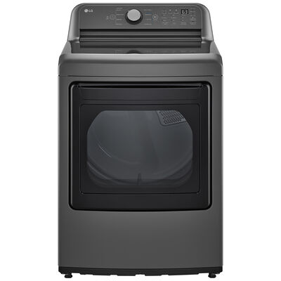 LG 27 in. 7.3 cu. ft. Electric Dryer with Flow Sense Duct Clogging Indicator, LoDecibel Quiet Operation & Sensor Dry - Middle Black | DLE7150M