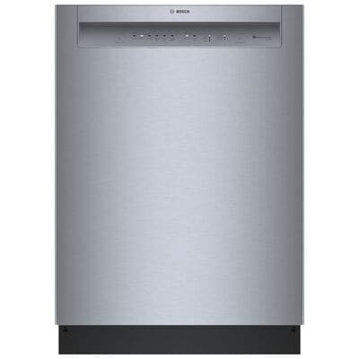 Bosch 100 Series 24 in. Smart Built-In Dishwasher with Front Control, 50 dBA Sound Level, 14 Place Settings, 5 Wash Cycles & Sanitize Cycle - Stainless Steel | SHE3AEE5N