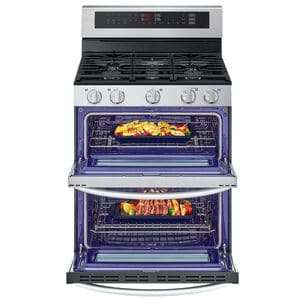 LG 30 in. 6.9 cu. ft. Smart Air Fry Convection Double Oven Freestanding Natural Gas Range with 5 Sealed Burners - Stainless Steel, , hires