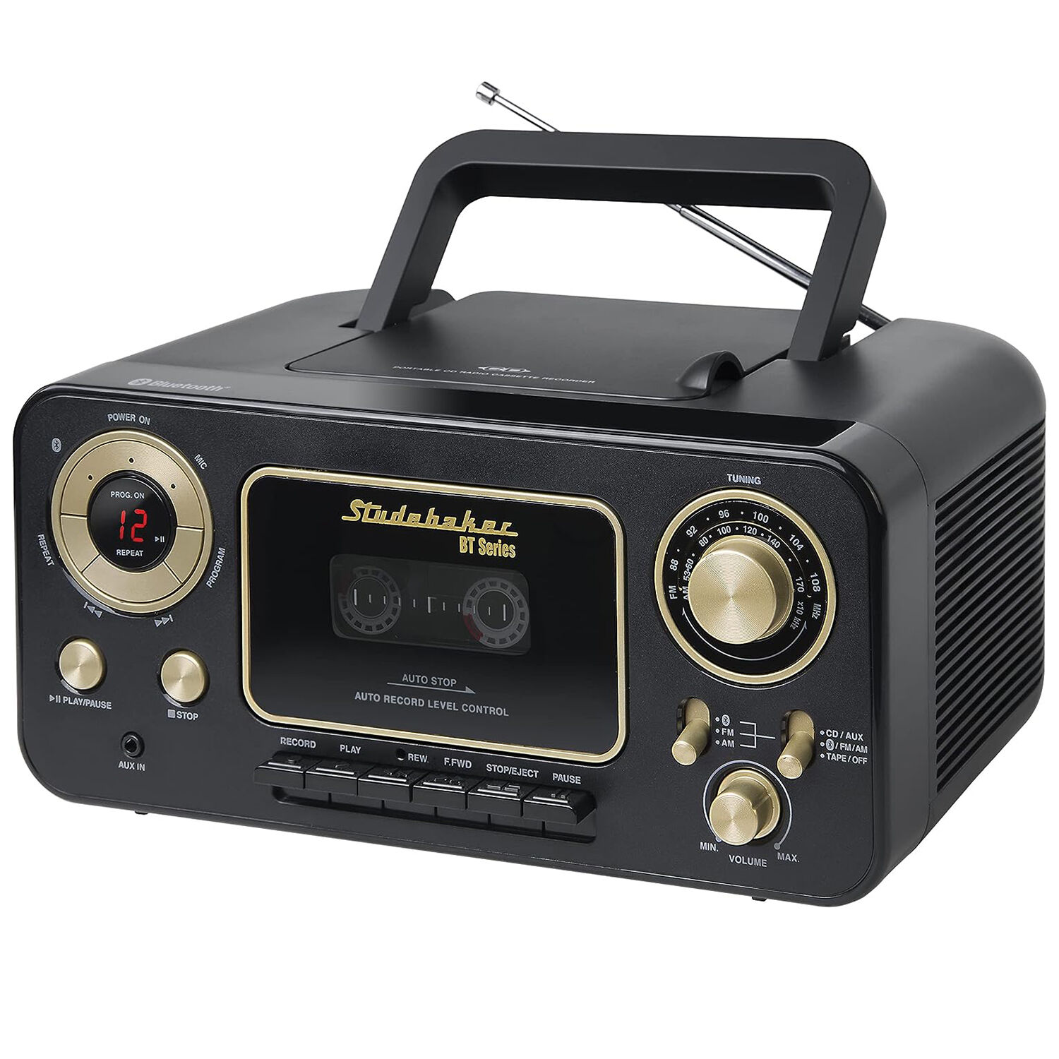Studebaker Single CD Bluetooth/AM/FM/Cassette Boombox
