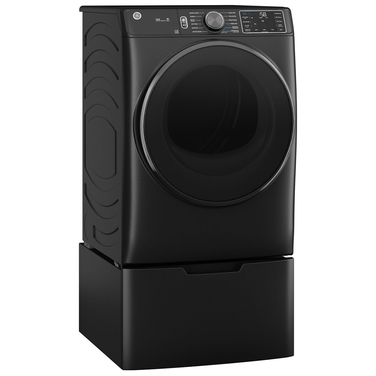 GE 28 in. 7.8 cu. ft. Smart Stackable Gas Dryer with Sensor Dry, Sanitize &  Steam Cycle - Carbon Graphite