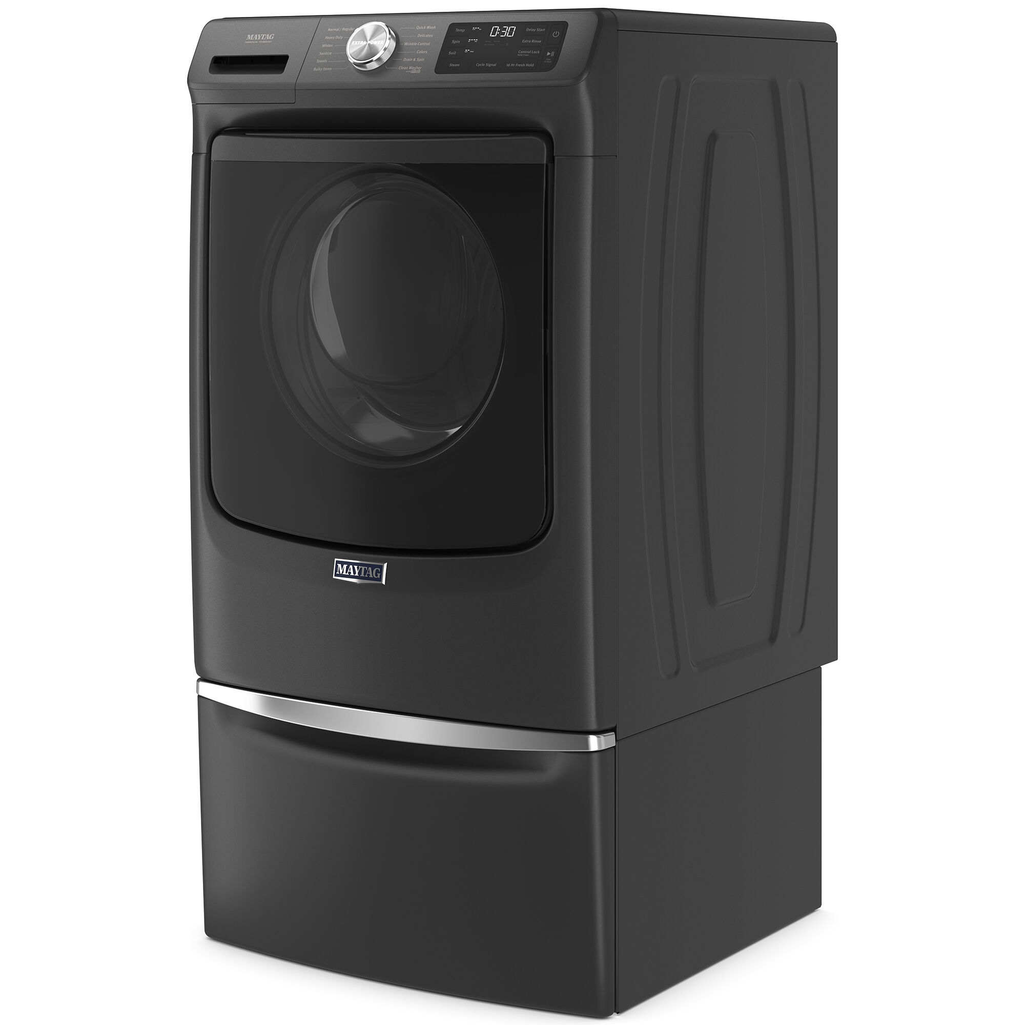 Maytag 27 in. 4.8 cu. ft. Stackable Front Load Washer with Extra Power and  16-Hr Fresh Hold - Volcano Black