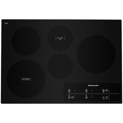KitchenAid 30 in. Electric Cooktop with 5 Smoothtop Burners - Black | KCES950KBL