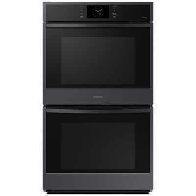 Samsung 30 in. 10.2 cu. ft. Electric Smart Double Wall Oven with Dual Convection & Steam Clean - Matte Black | NV51CG600DMT