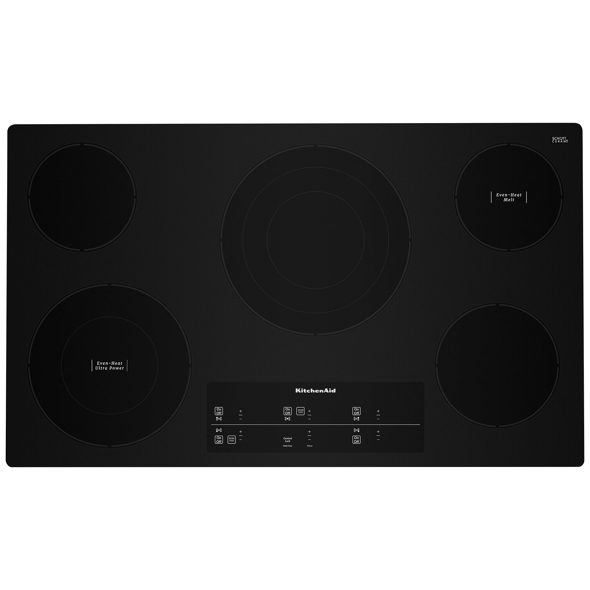 KitchenAid 36 in. 5-Burner Electric Cooktop with Even-Heat Ultra Power  Element & Simmer Burner - Black
