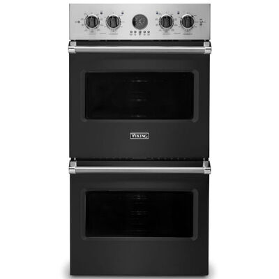 Viking 5 Series 27 in. 8.2 cu. ft. Electric Double Wall Oven with True European Convection & Self Clean - Cast Black | VDOE527CS