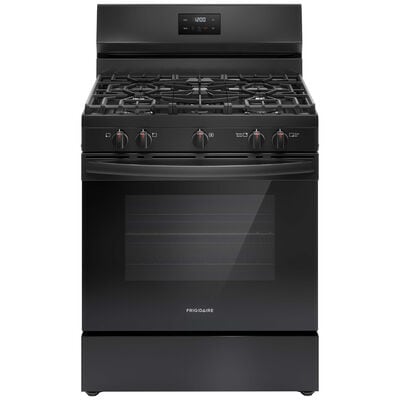 Frigidaire 30 in. 5.1 cu. ft. Oven Freestanding Natural Gas Range with 5 Sealed Burners - Black | FCRG3052BB