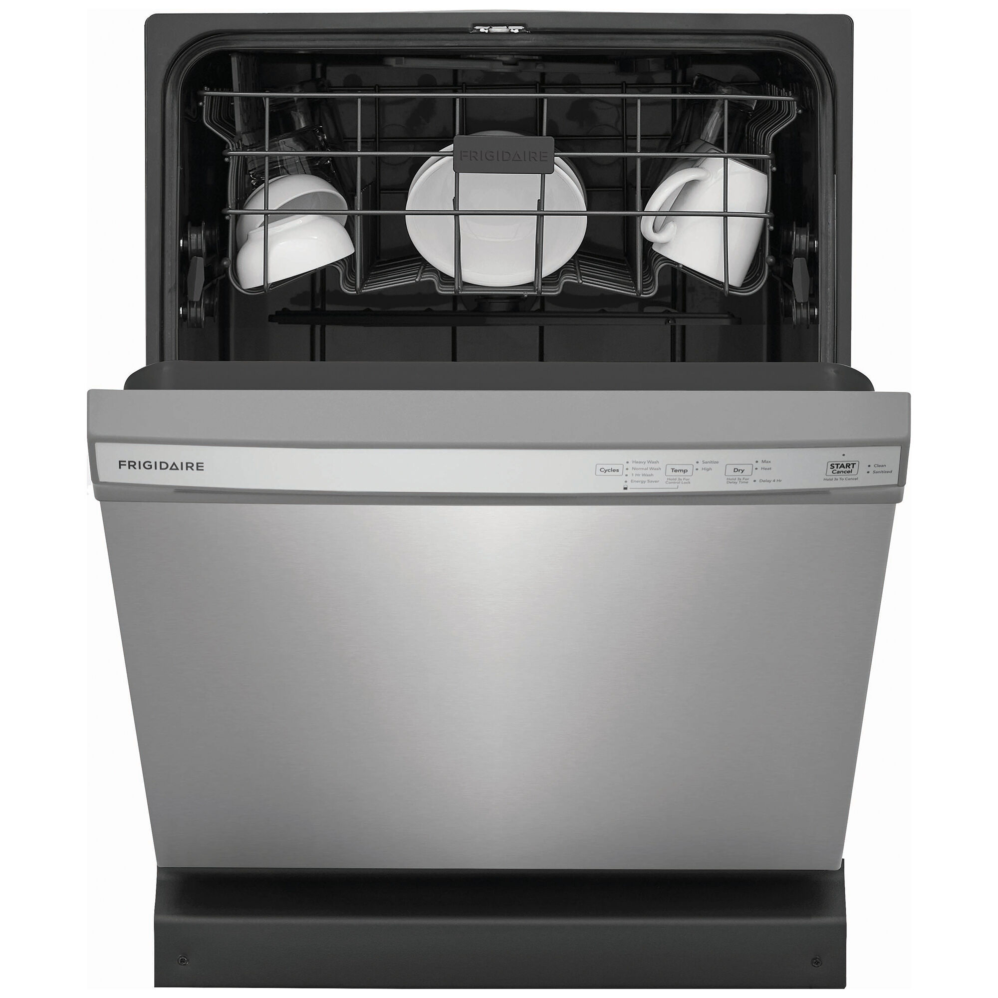 Frigidaire 24 in. Built-In Dishwasher with Front Control, 54 dBA Sound  Level, 14 Place Settings, 4 Wash Cycles & Sanitize Cycle - Stainless Steel