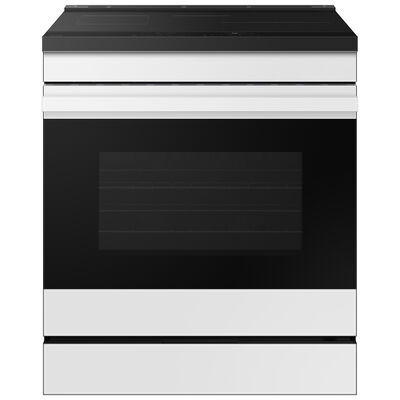 Samsung Bespoke 30 in. 6.3 cu. ft. Smart Air Fry Convection Oven Slide-In Electric Range with 4 Induction Zones - White Glass | NSI6DB930012