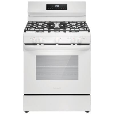 Frigidaire 30 in. 5.1 cu. ft. Oven Freestanding Natural Gas Range with 5 Sealed Burners - White | FCRG3062AW