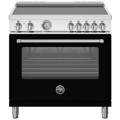 Bertazzoni Master Series 36 in. 5.9 cu. ft. Convection Oven Freestanding Electric Range with 5 Induction Zones - Matte Black | MAS365INMNEV